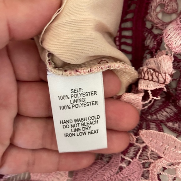 Lulu's Burgundy and Pink Lace Dress - Picture 10 of 11